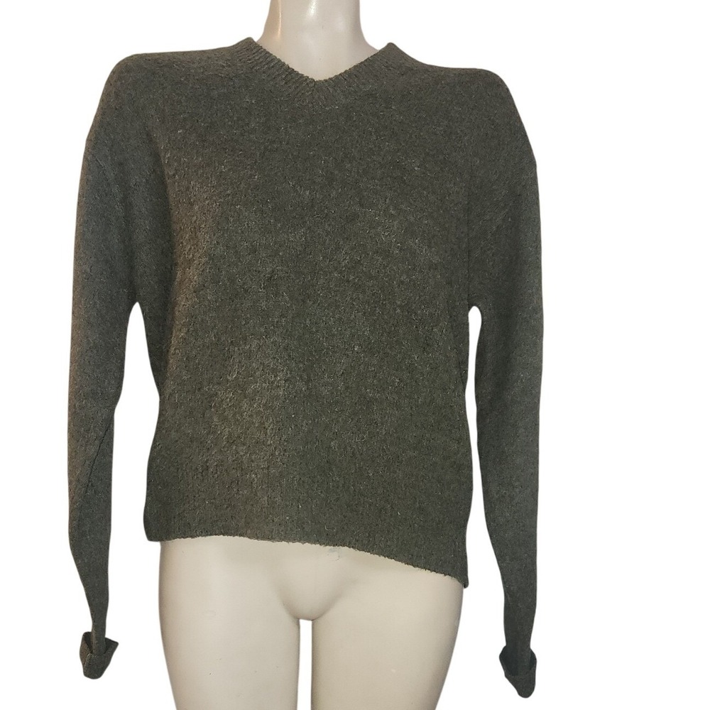 Lord Clayton Vintage Mens Lambswool Blend V-Neck Sweater Green Marl L retro UK